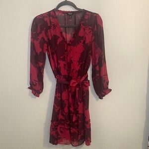 Simply Vera Vera Wang Floral Long Sleeve Dress - Magenta and Dark Purple